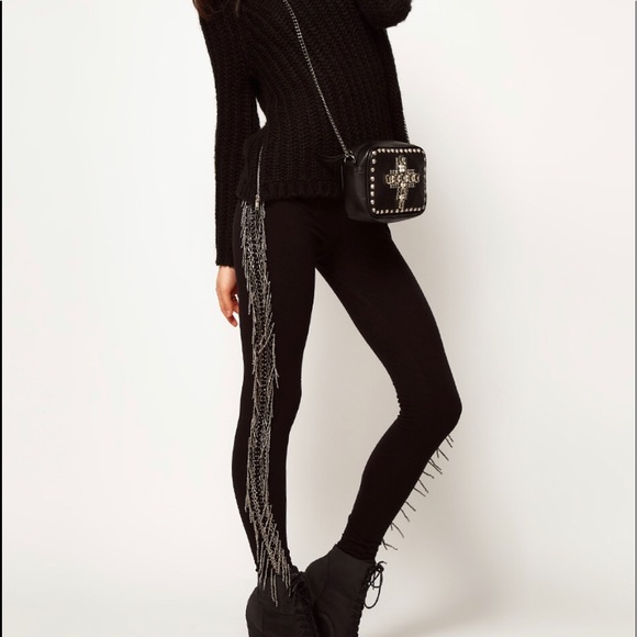 ASOS Pants - ASOS Premium Black Beaded Tassel Fringe Leggings